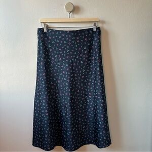 LOFT Navy Floral Slip Skirt